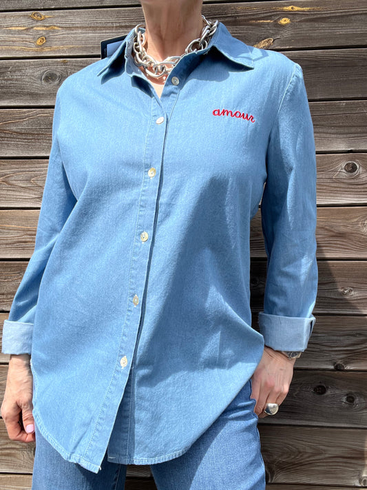 BRAMOUR chemise jeans brodée