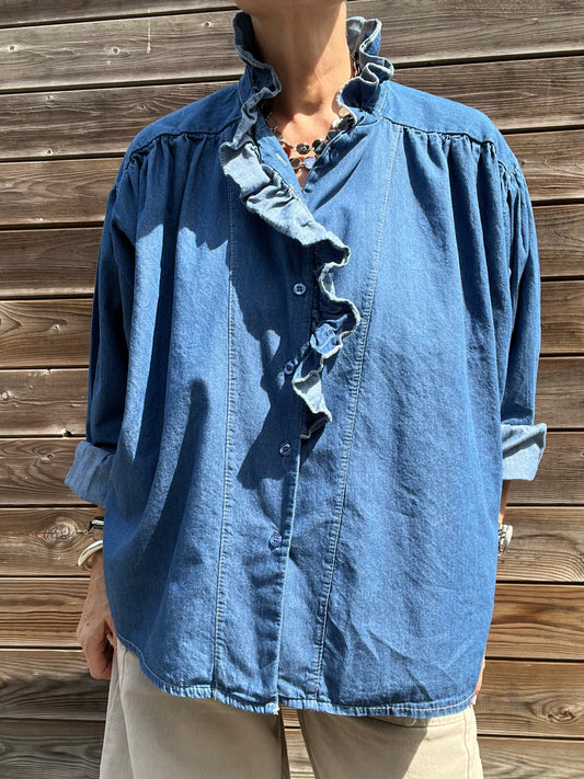 CALAMATA chemise denim à volant