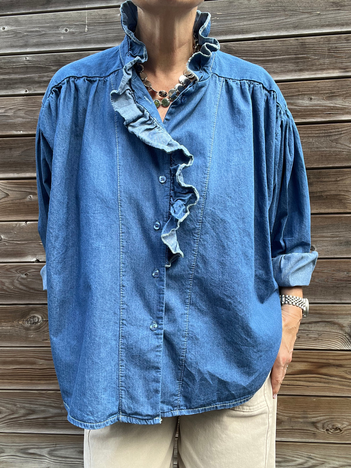 CALAMATA chemise denim à volant