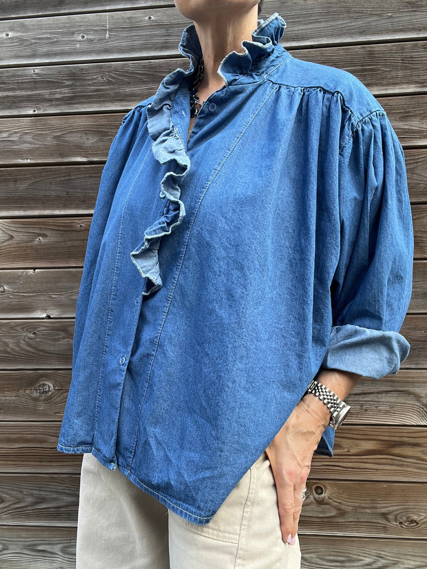 CALAMATA chemise denim à volant