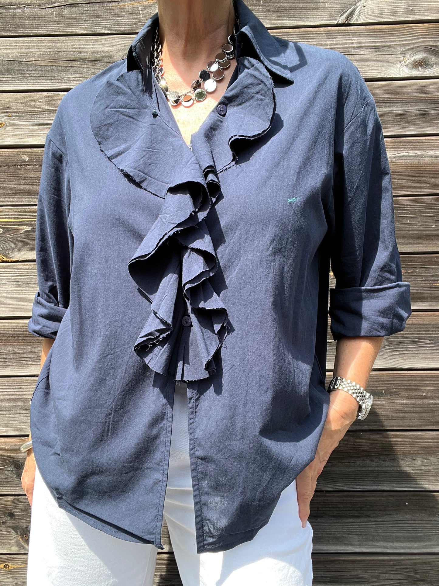 DAMIENNE chemise à volants navy