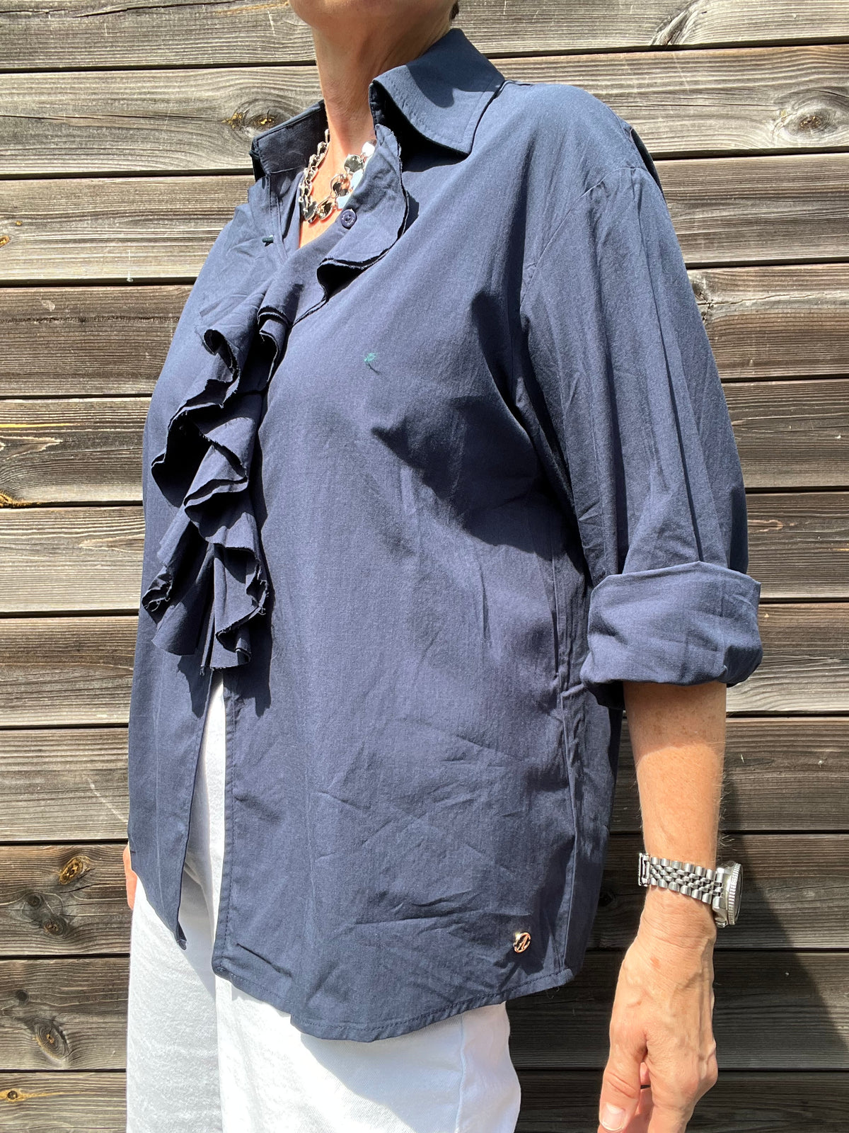 DAMIENNE chemise à volants navy