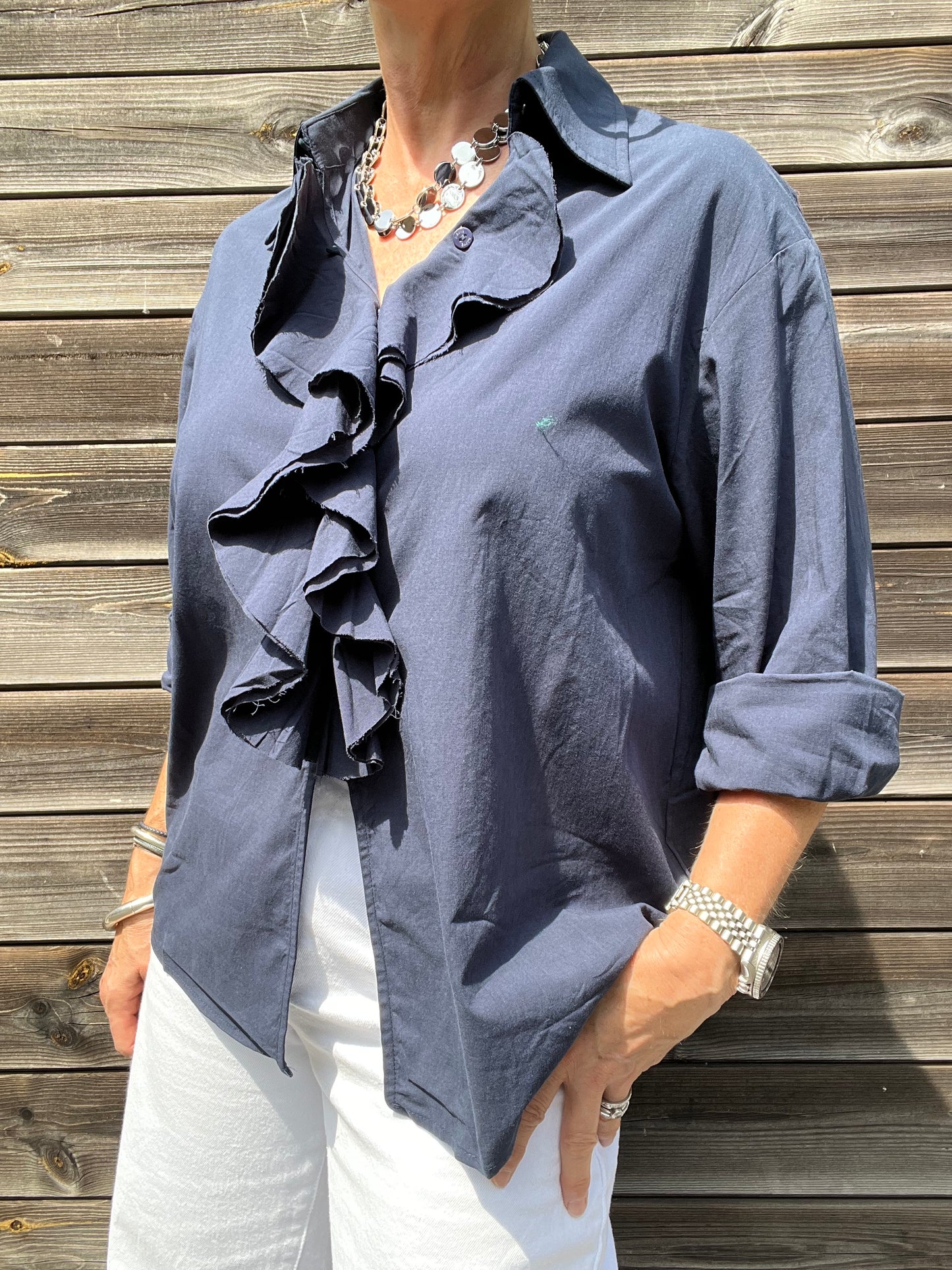 DAMIENNE chemise à volants navy