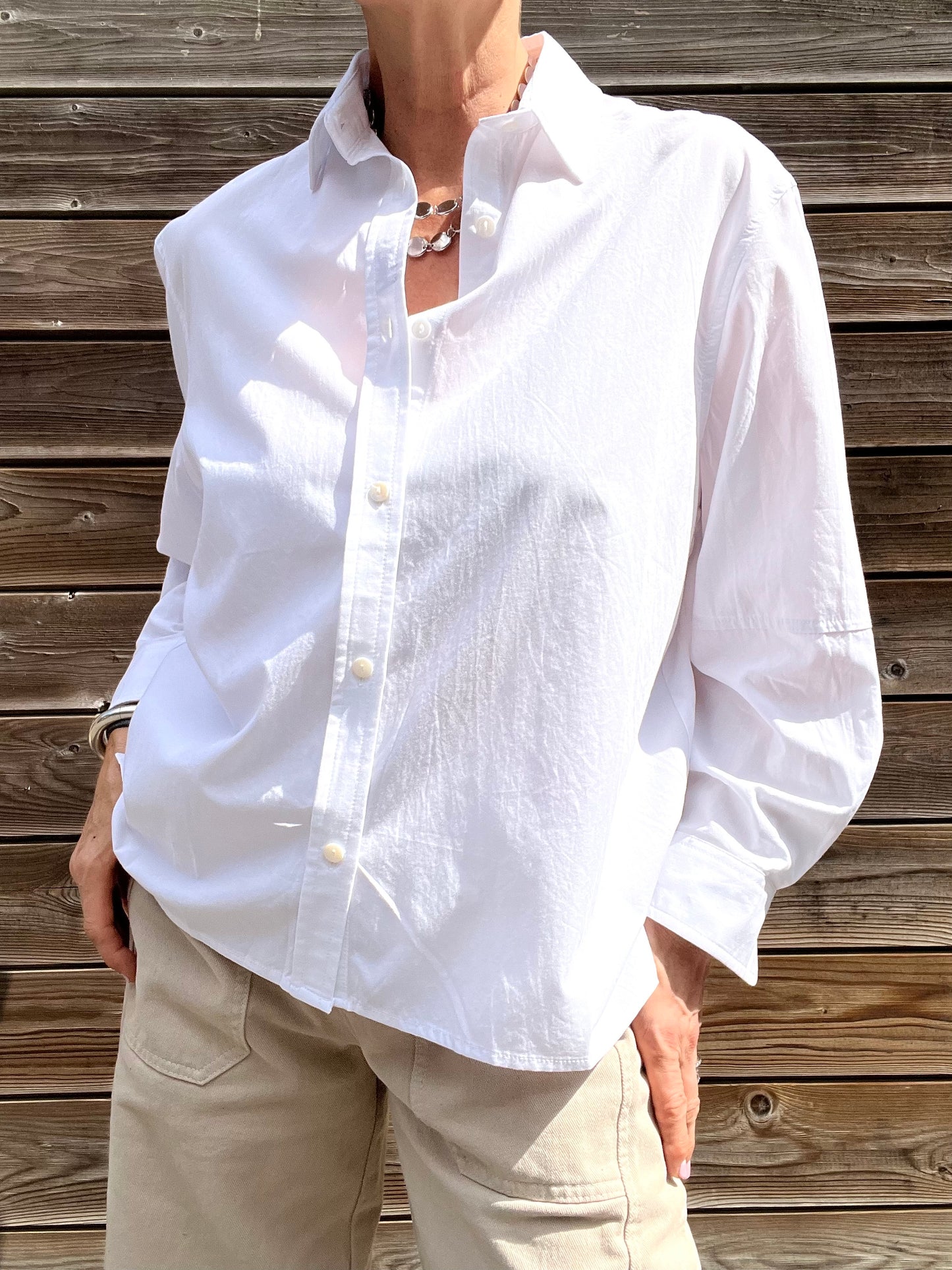 DARIA chemise popeline broderie "Adoré you" withe