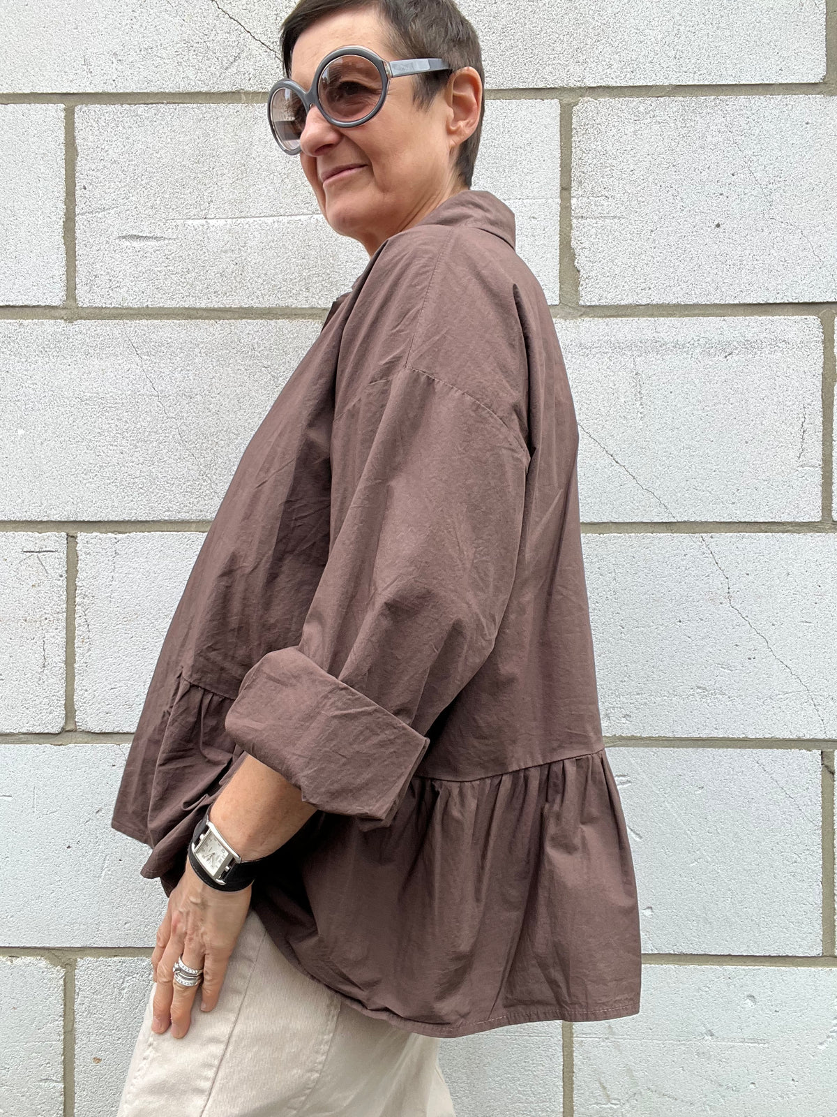 EXACT chemise à volant choco