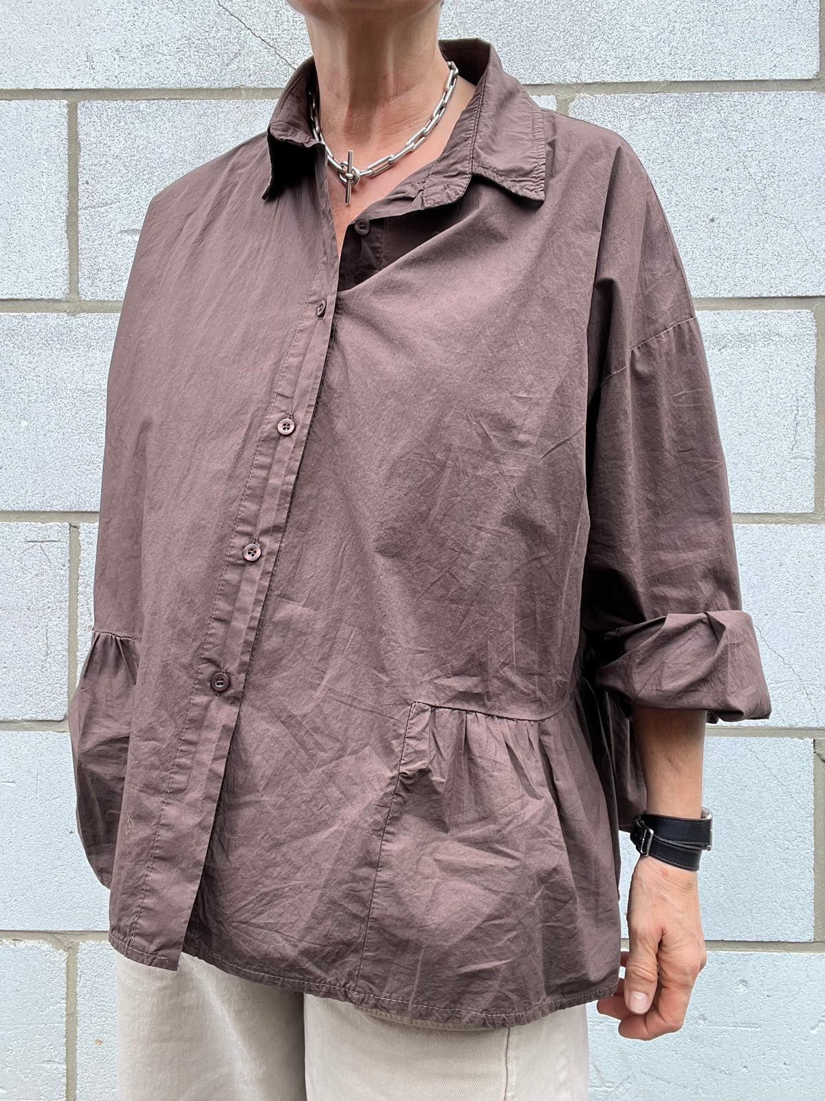 EXACT chemise à volant choco