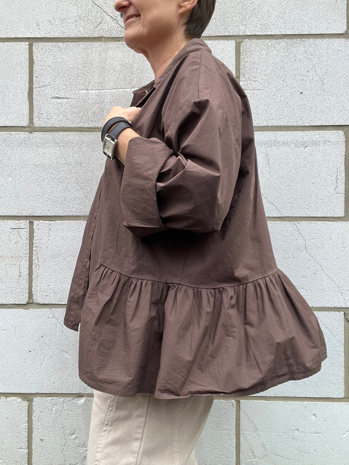 EXACT chemise à volant choco