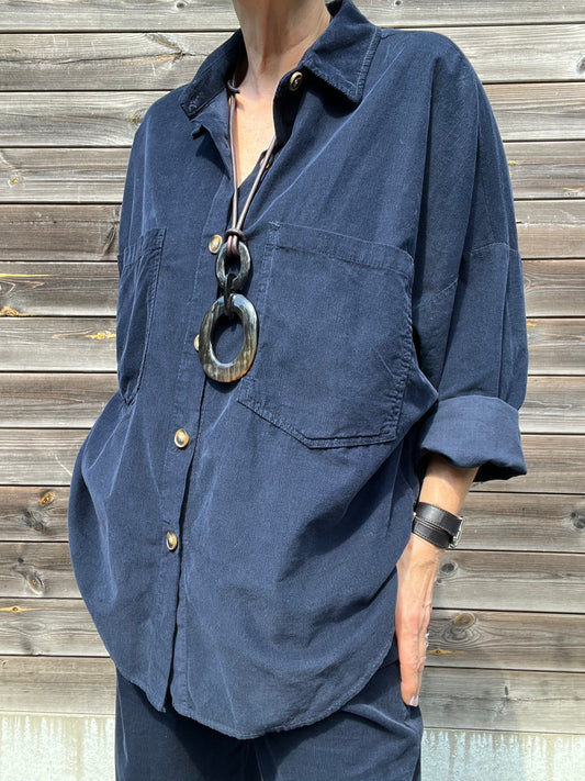 MILTON chemise baby velours navy