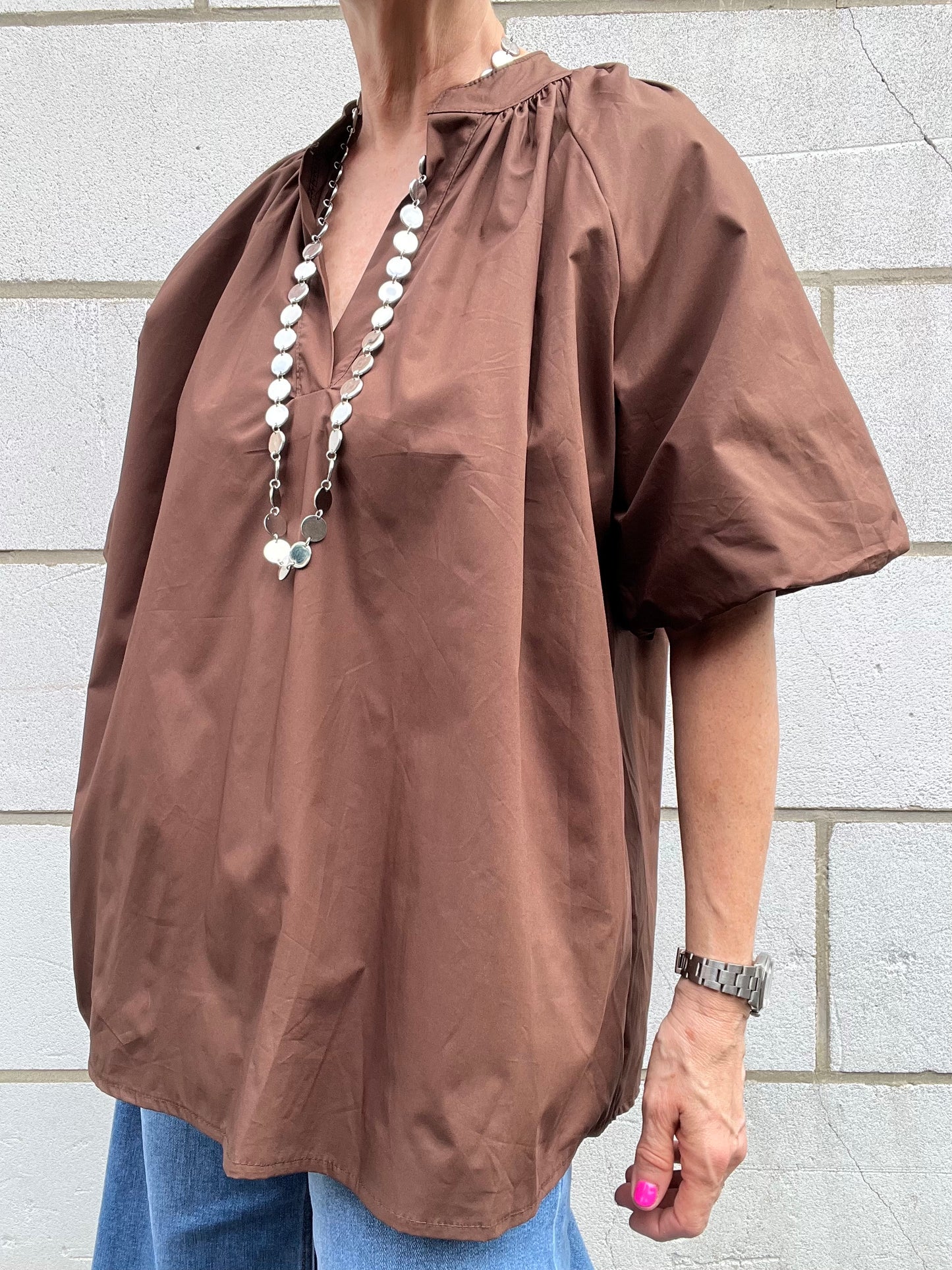POSUNI blouse manche ballon choco