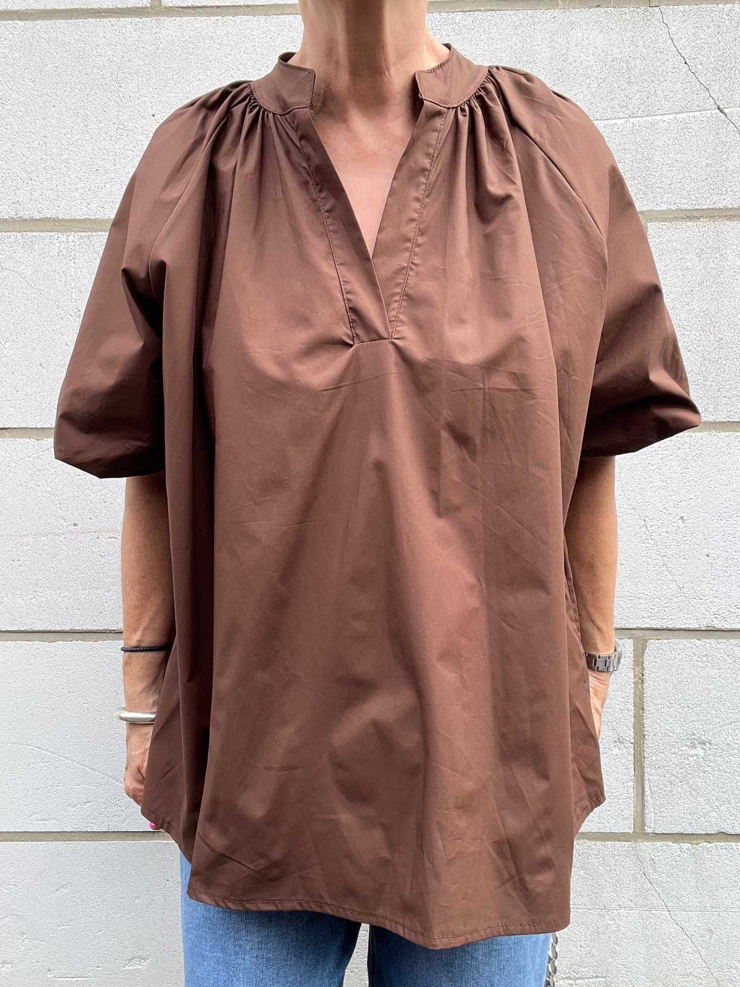 POSUNI blouse manche ballon choco