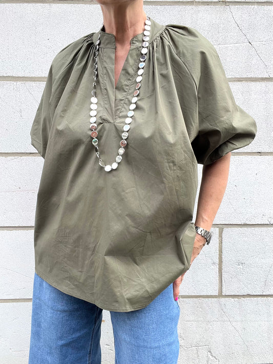 POSUNI blouse manche ballon kaki