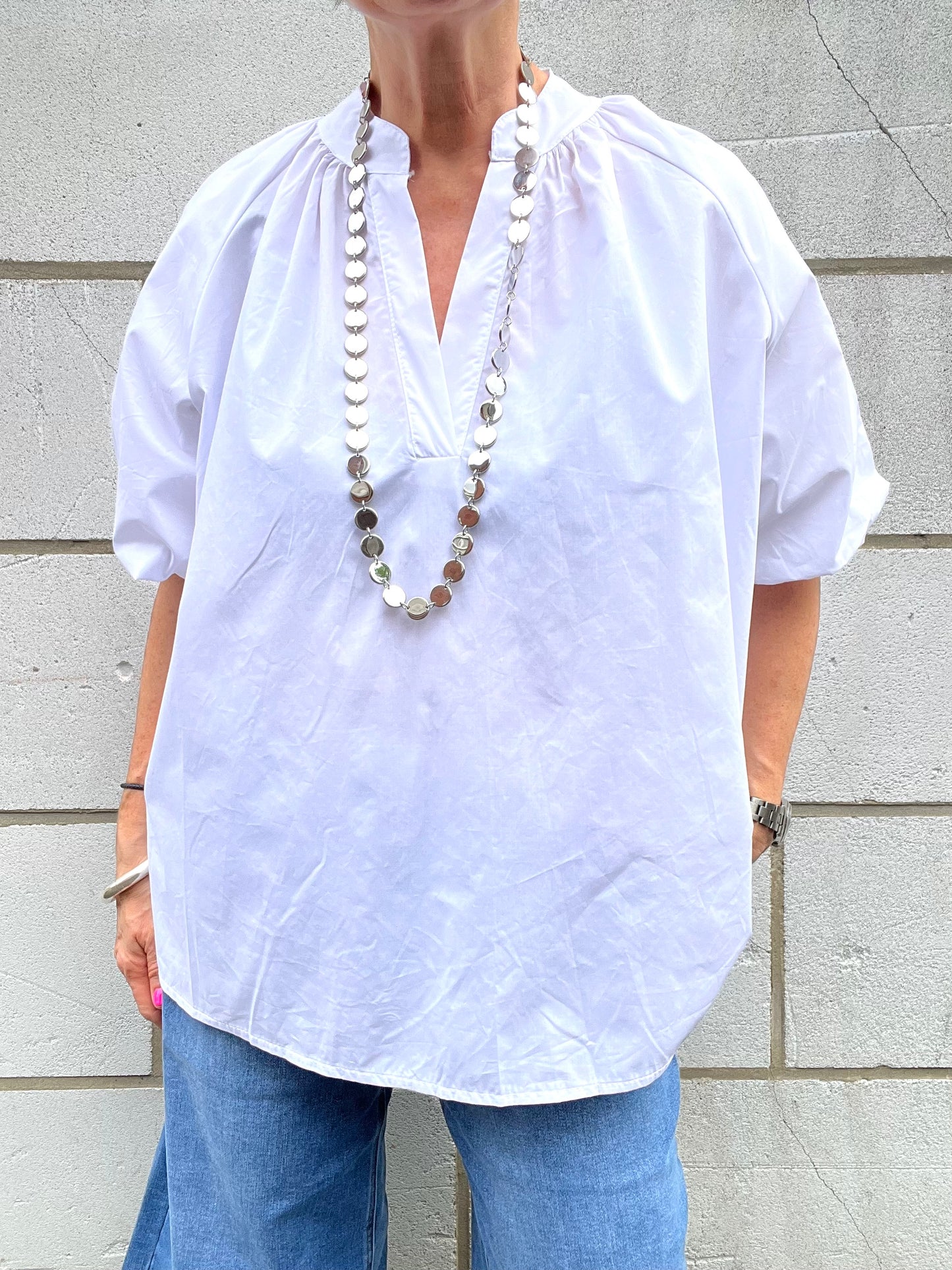 POSUNI blouse manche ballon white
