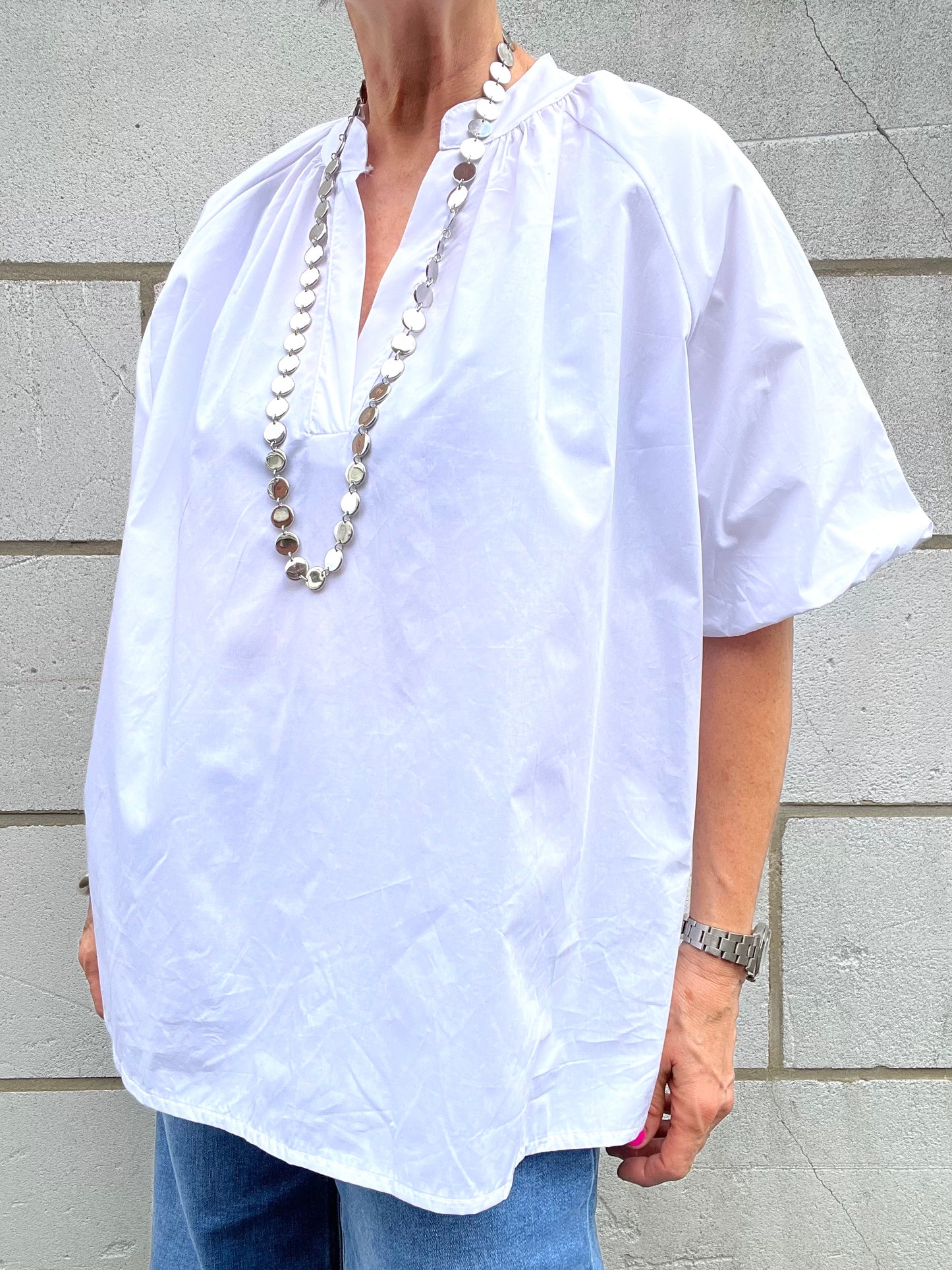POSUNI blouse manche ballon white