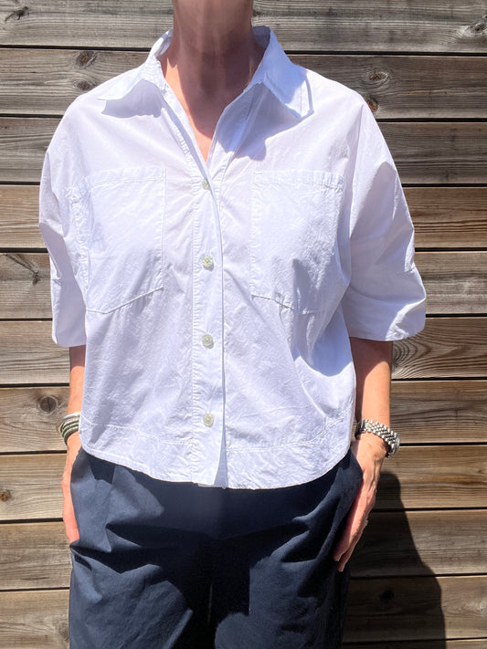 RULES chemise croped en popeline white