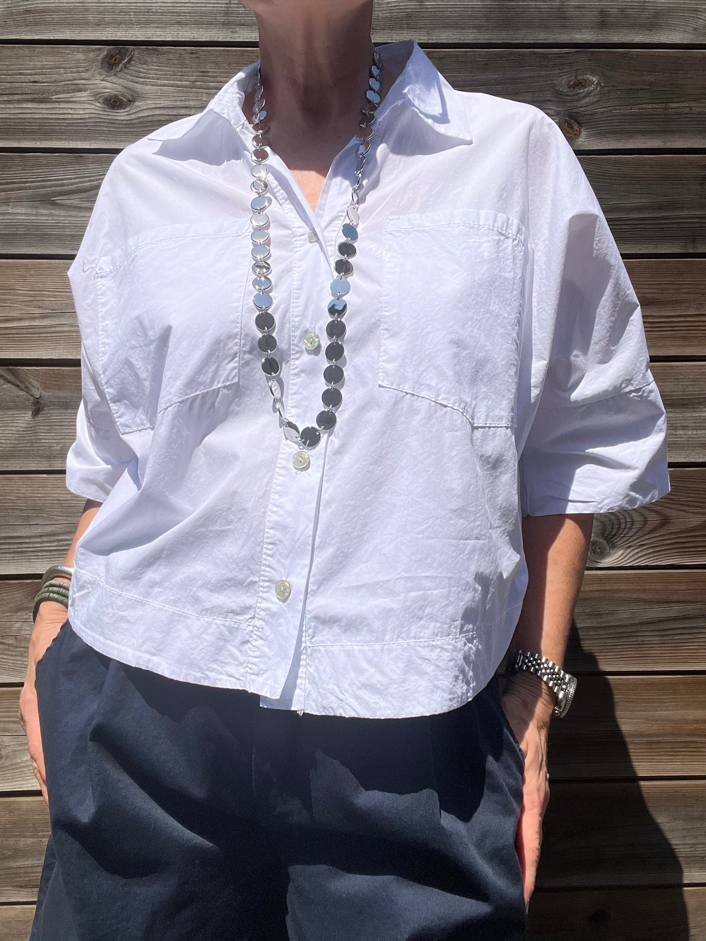 RULES chemise croped en popeline white