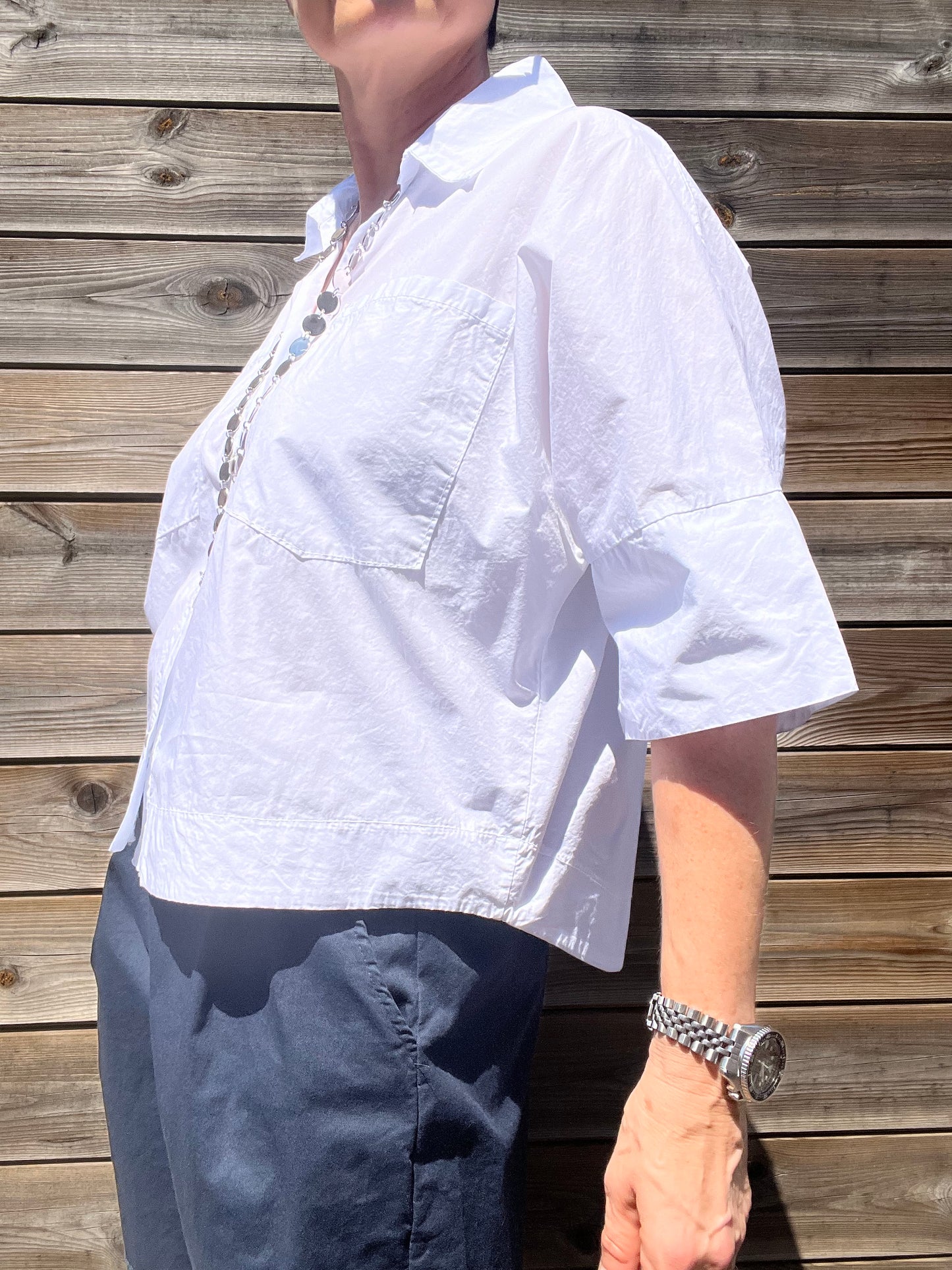 RULES chemise croped en popeline white