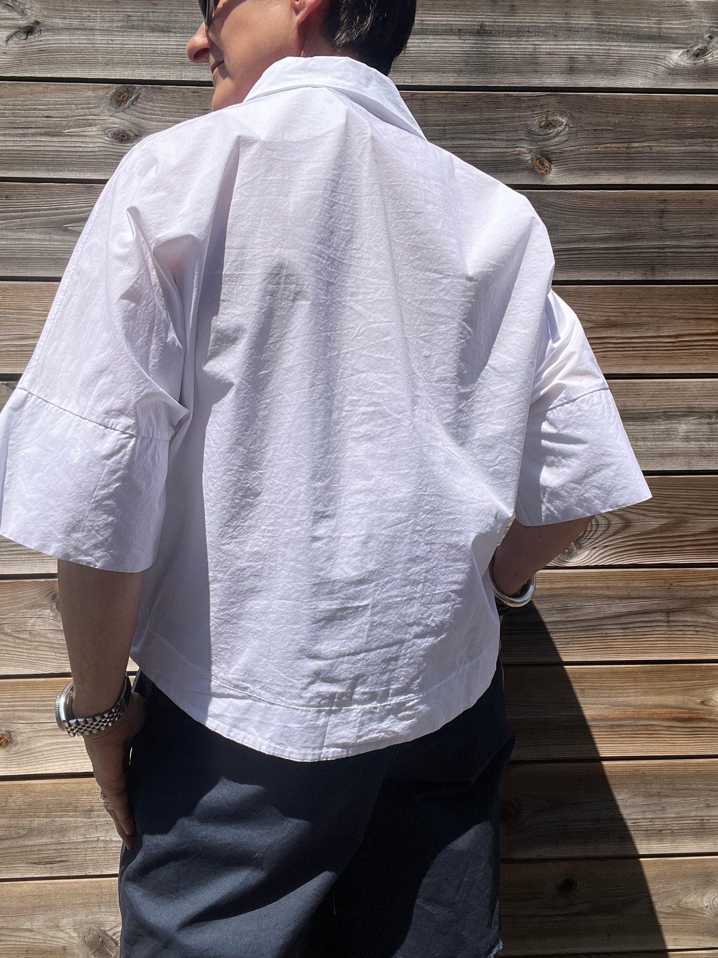 RULES chemise croped en popeline white