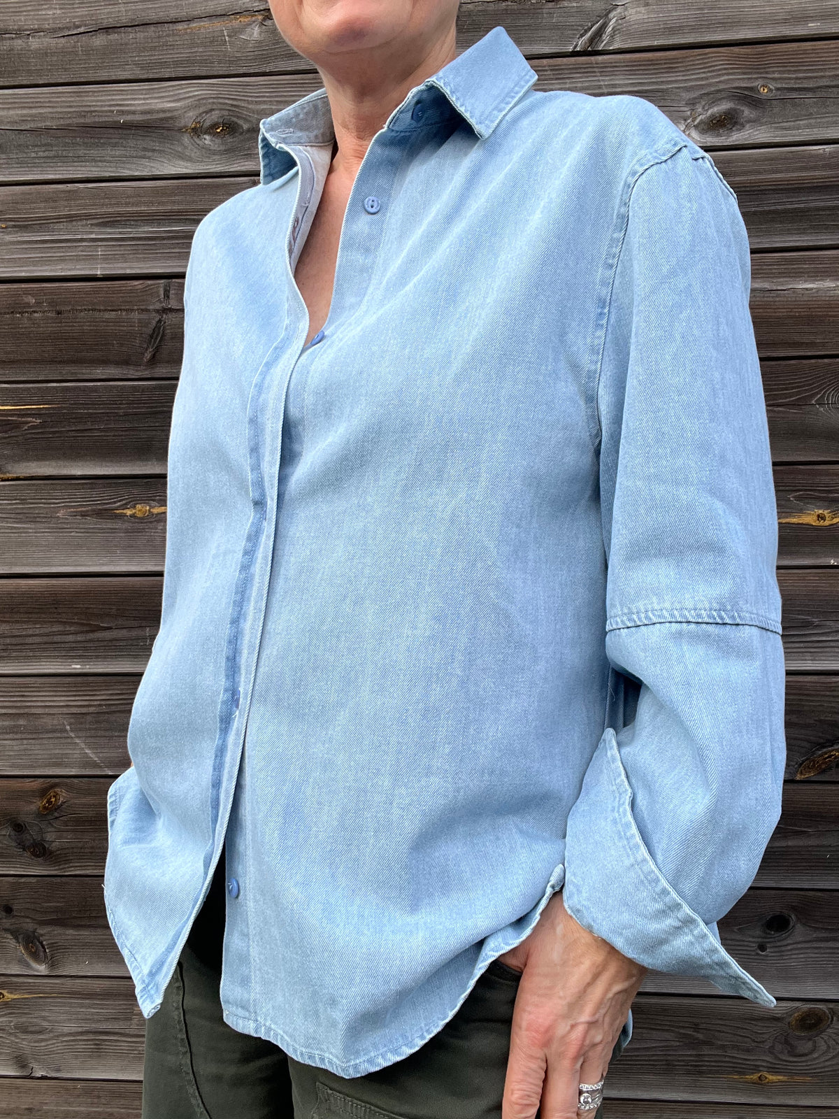 DARIADENIM chemise denim broderie "Adoré you" blue