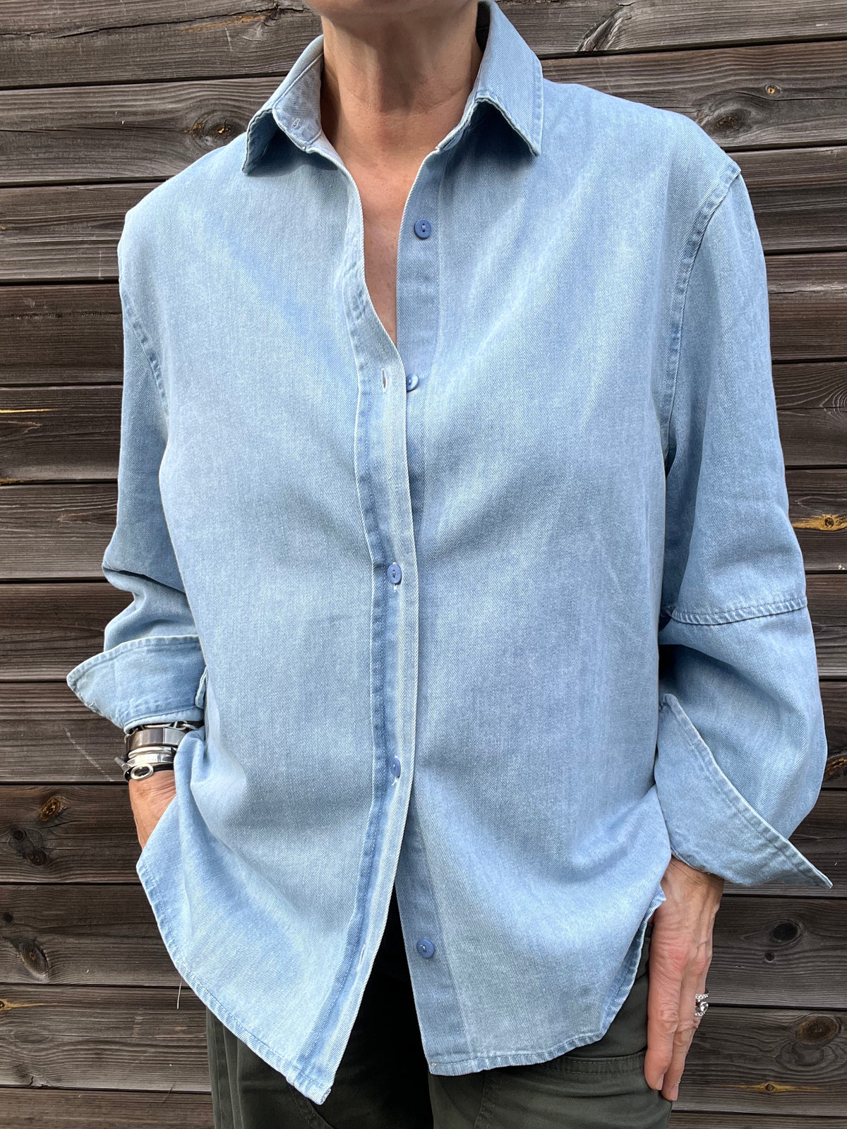 DARIADENIM chemise denim broderie "Adoré you" blue