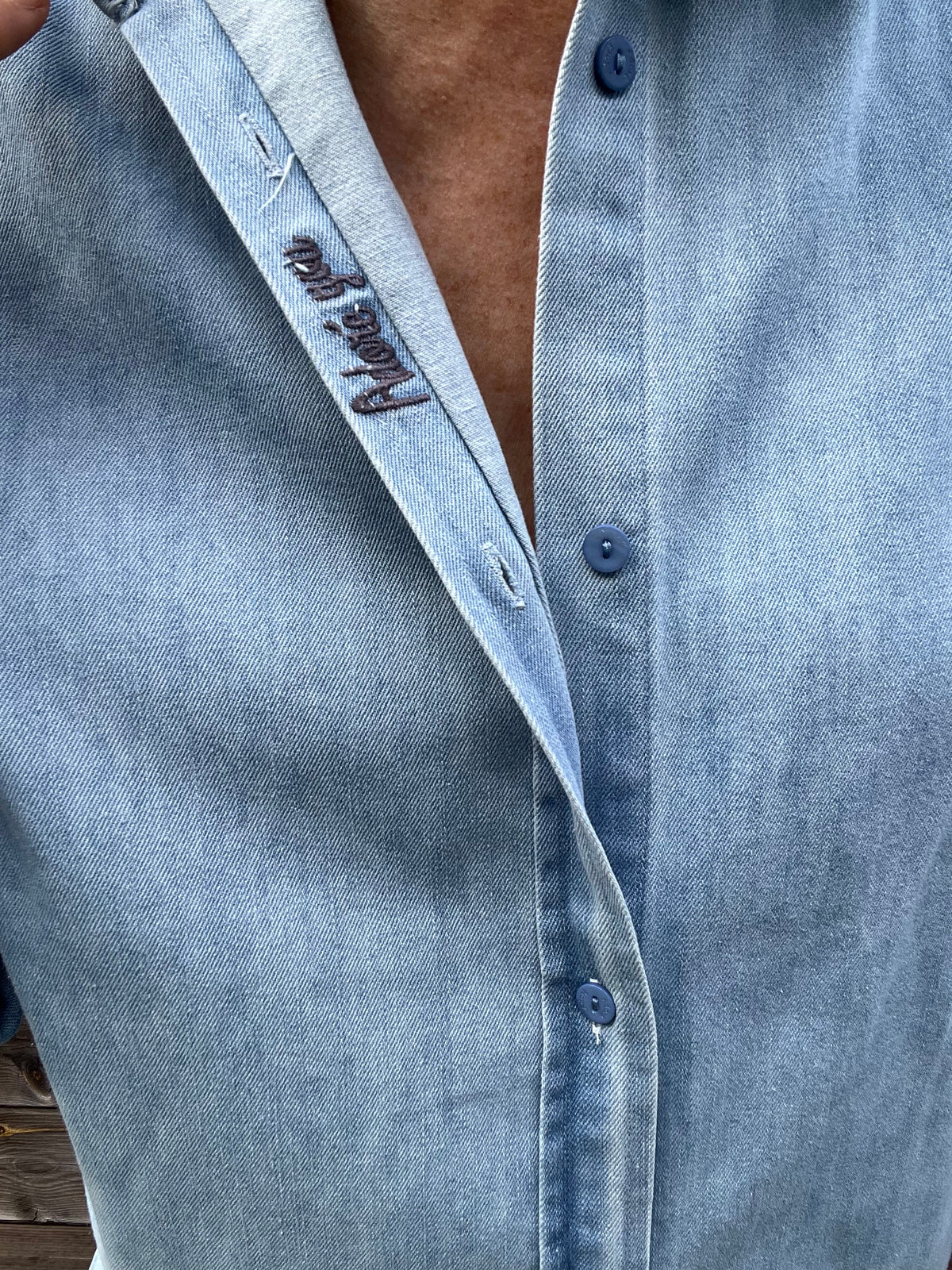 DARIADENIM chemise denim broderie "Adoré you" blue