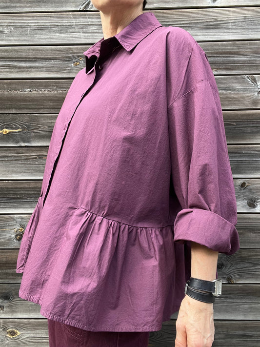 EXACT chemise à volant wine
