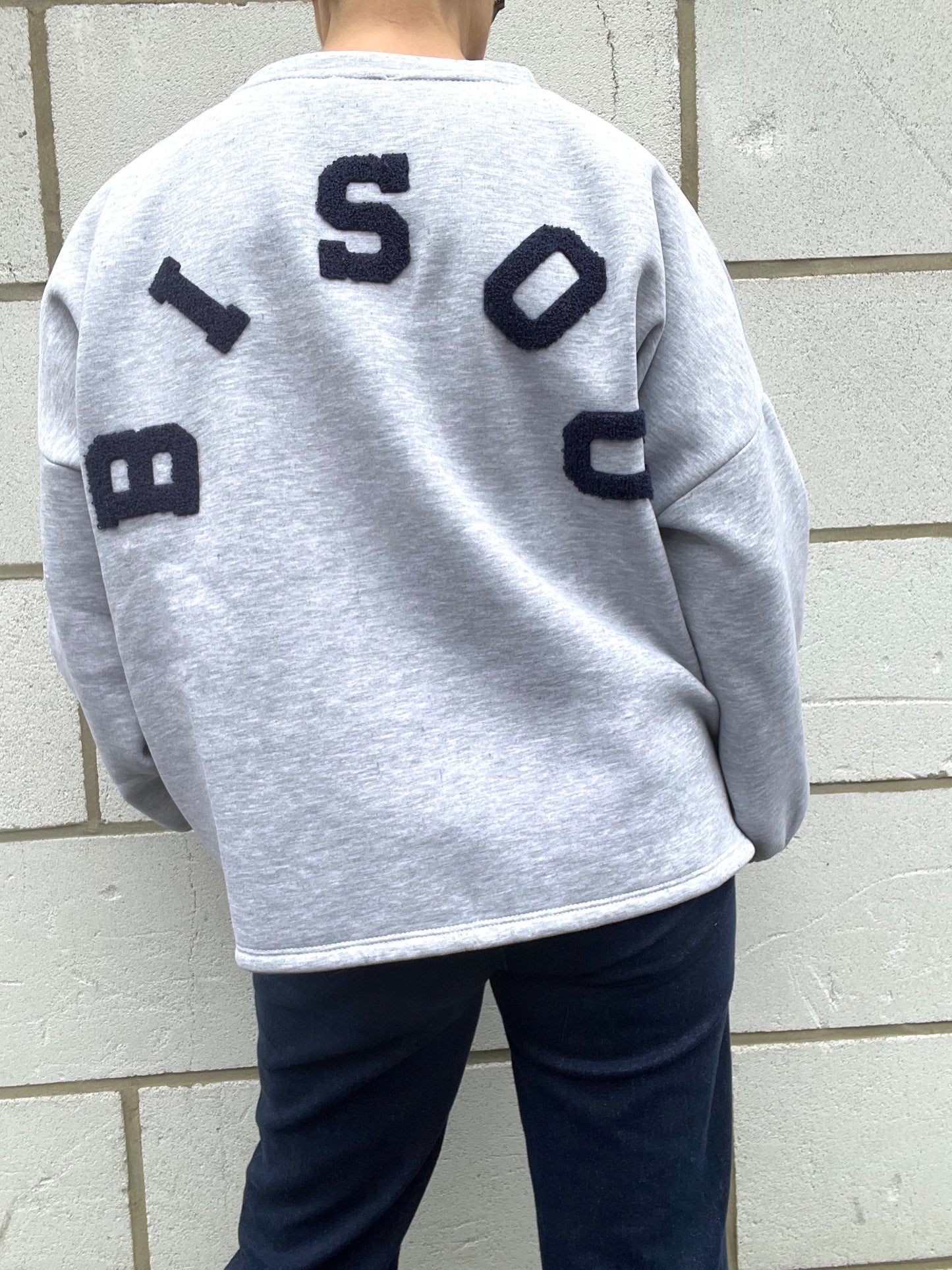 BISOU sweat brodé "BISOU" grey/navy