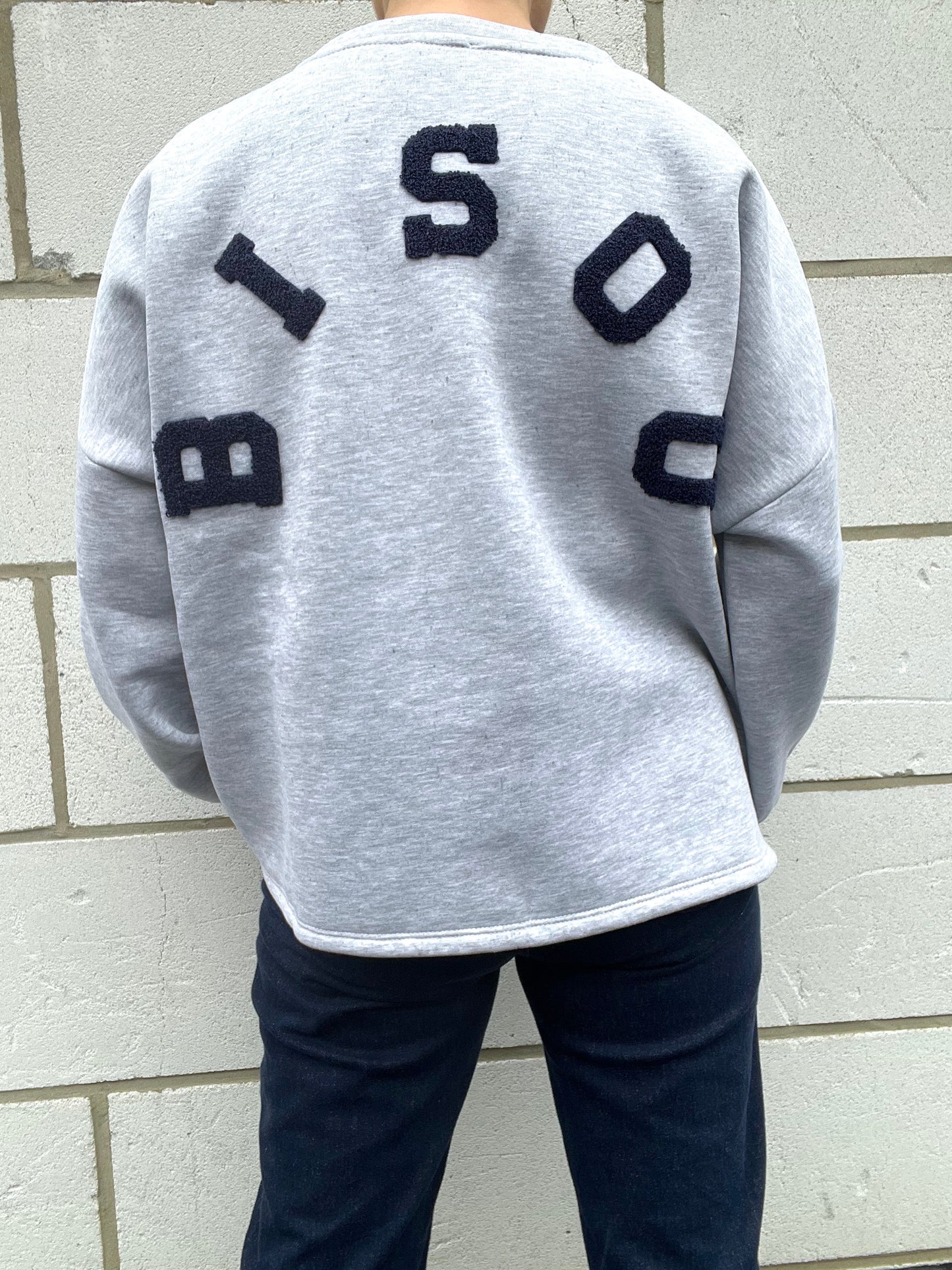 BISOU sweat brodé "BISOU" grey/navy
