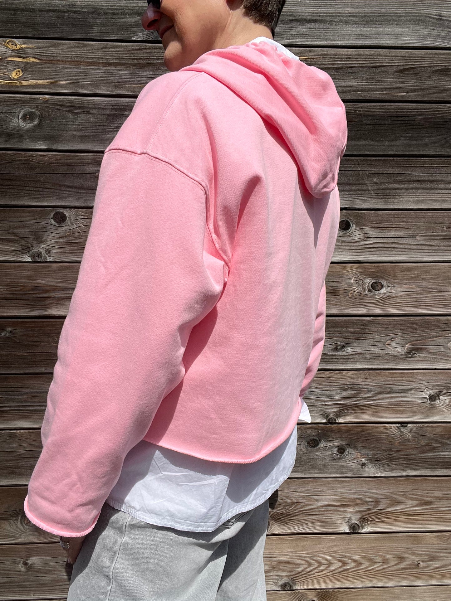 CALVIN sweat court à capuche bubblegum