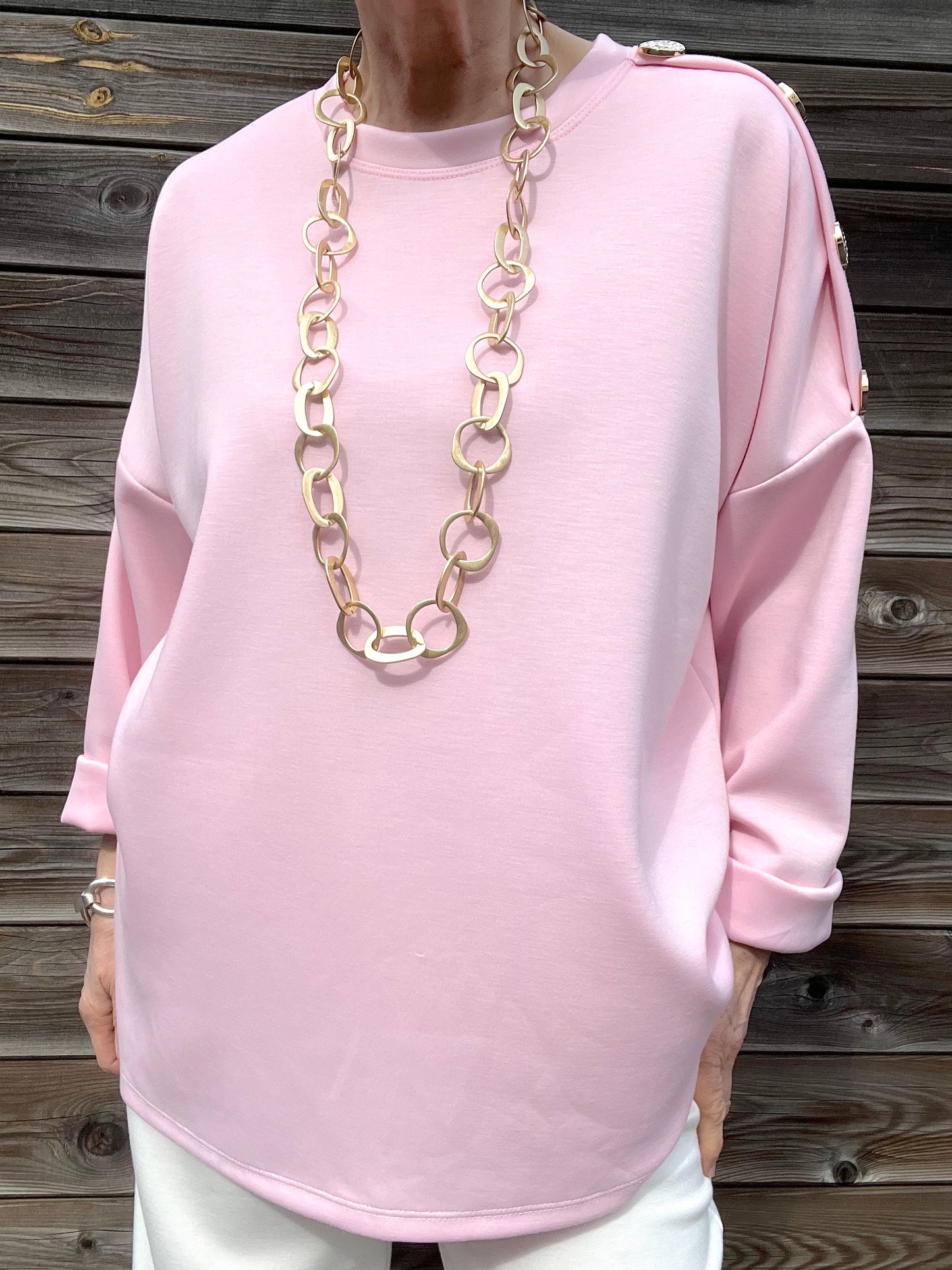 JEWEL blouse jersey boutons bijoux bubblegum