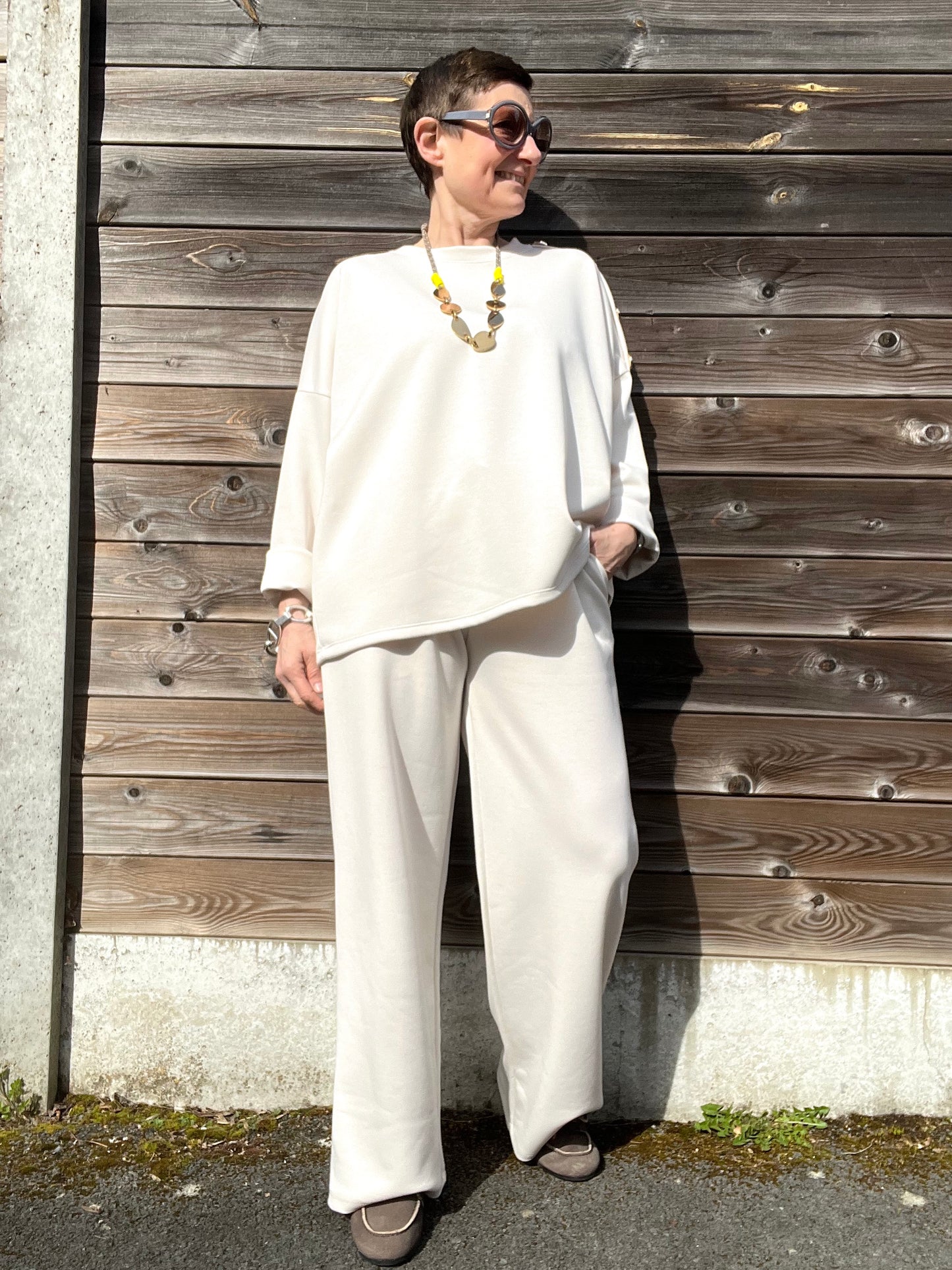 JEWEL blouse jersey boutons bijoux beige