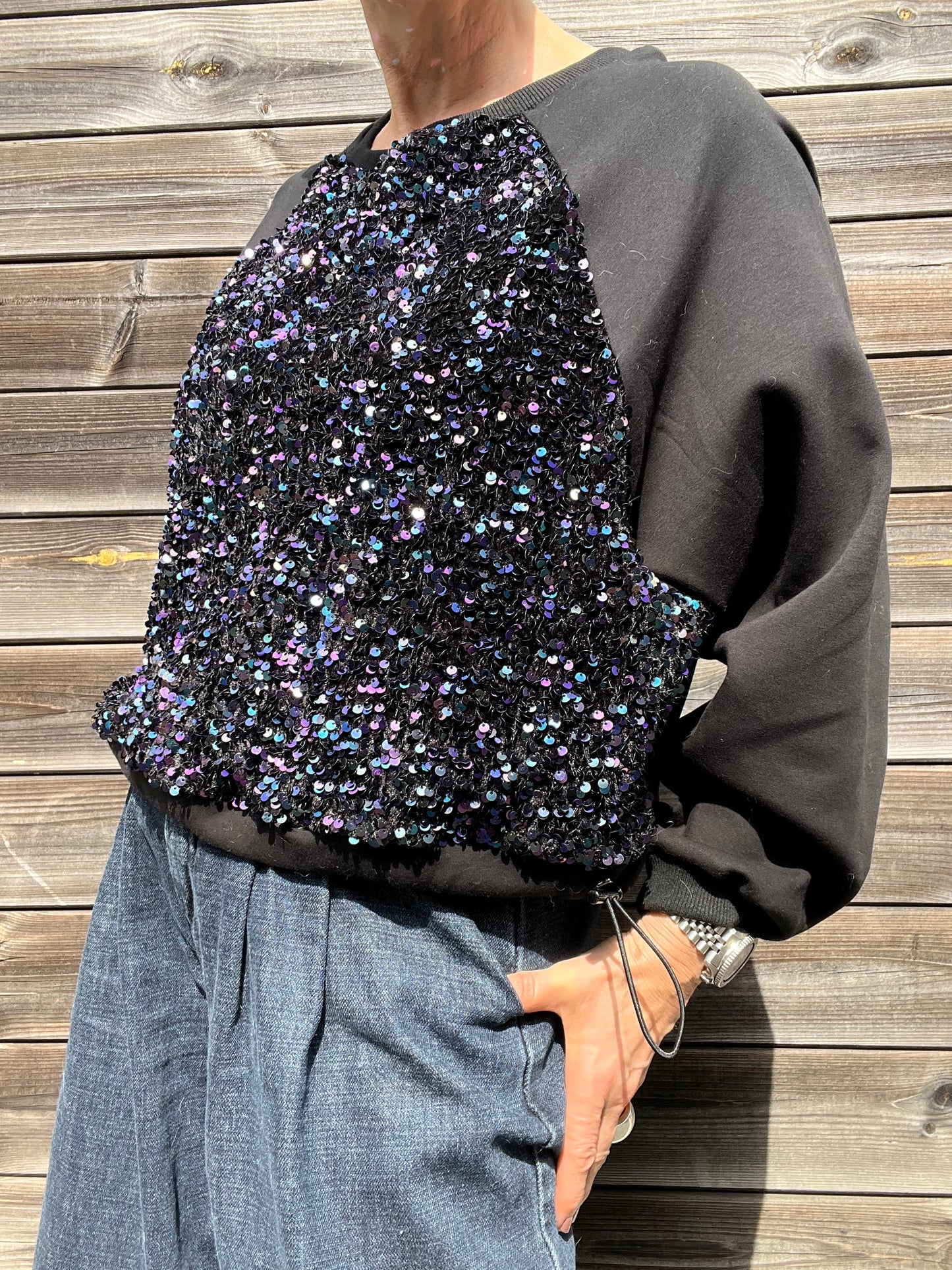 TENDERSEQ sweat paillettes black