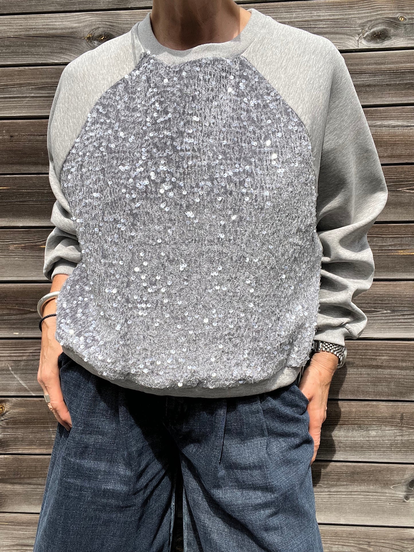 TENDERSEQ sweat paillettes grey