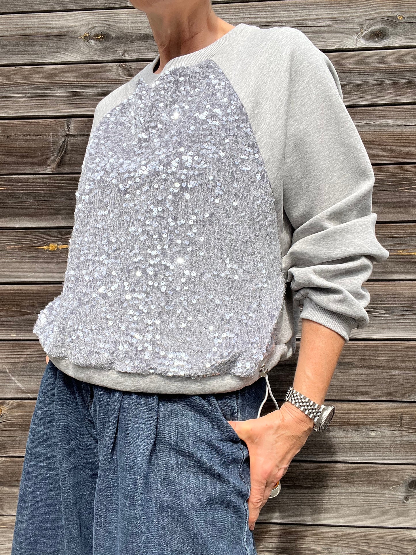 TENDERSEQ sweat paillettes grey