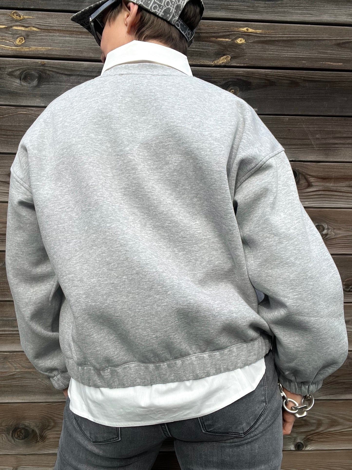 BAYIA sweat brodé perles & sequins grey