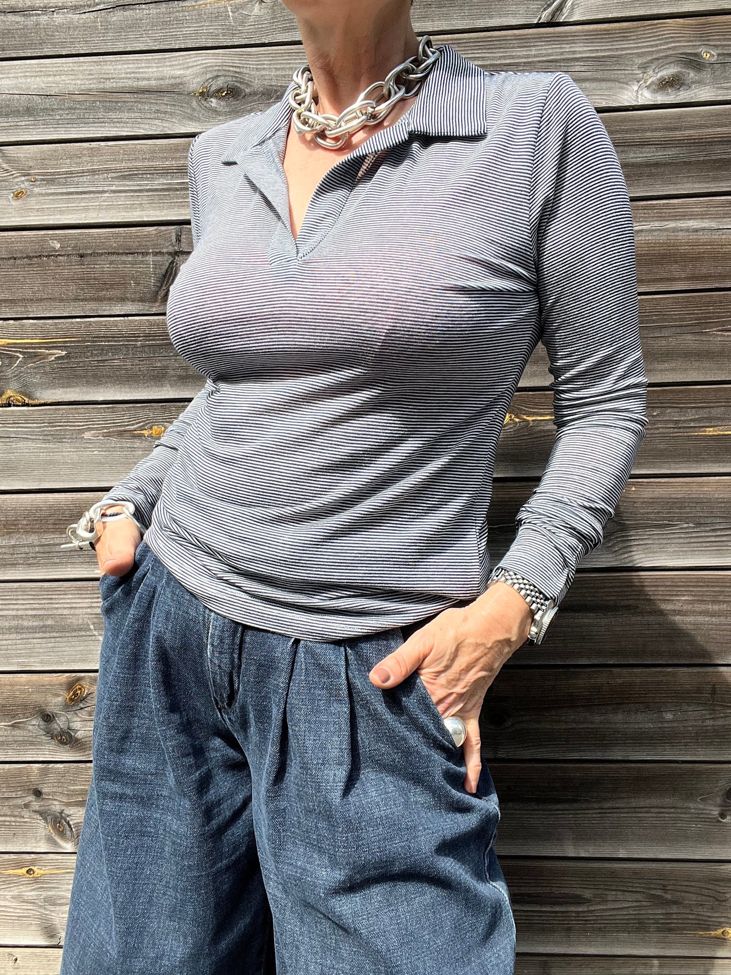 ANGELIQUE fin polo jersey à rayures