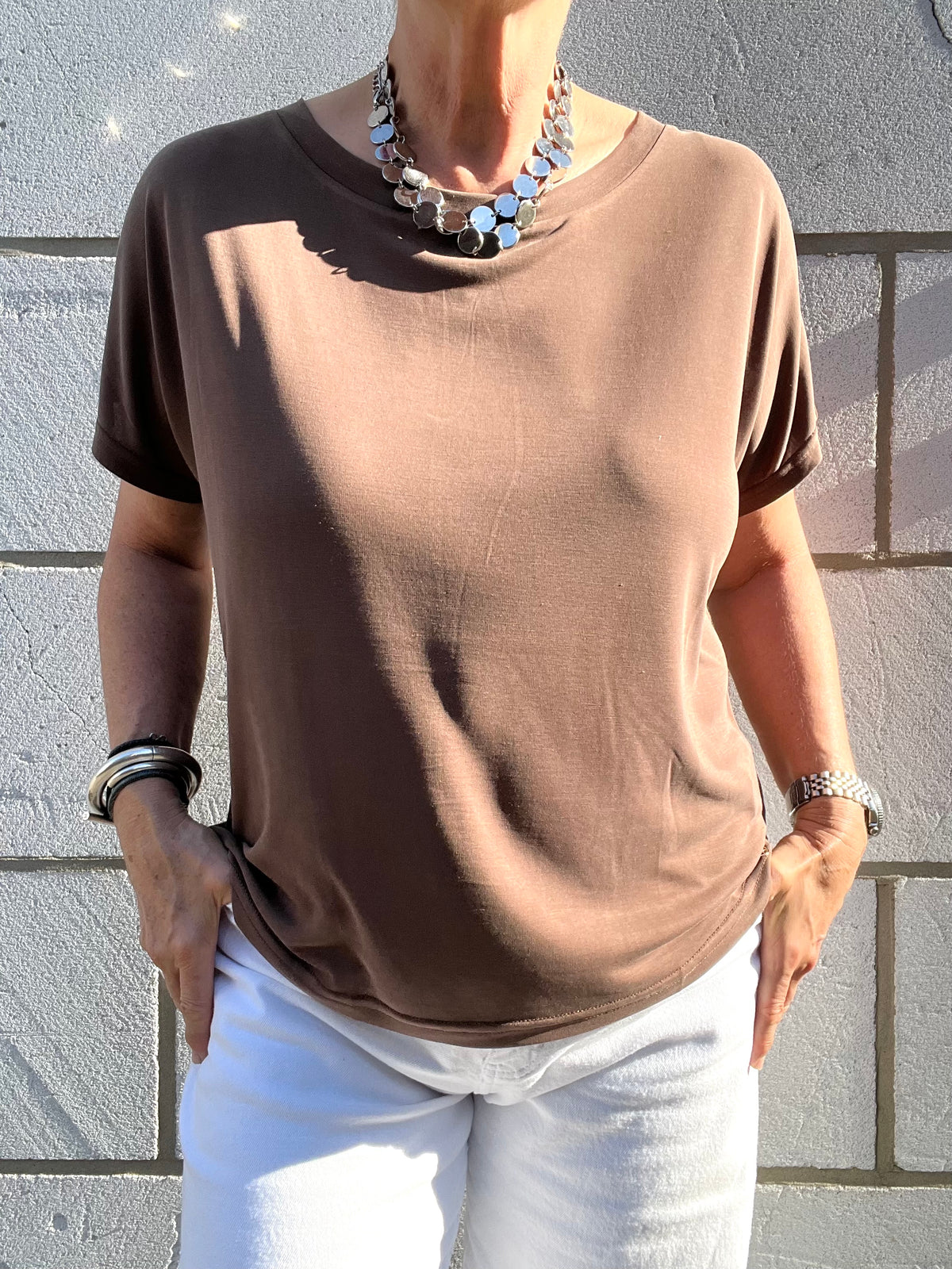 CONSTANZA t-shirt fluide choco