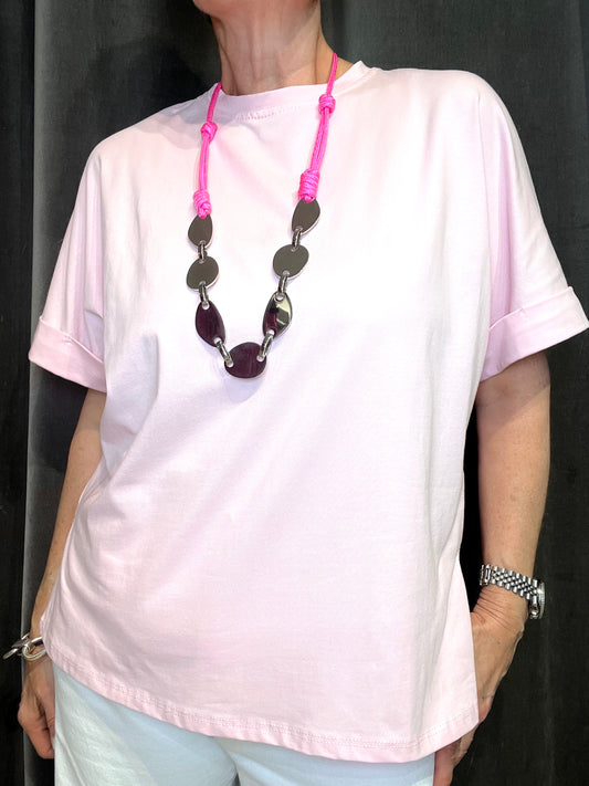 GENIAL T-shirt droit fendu sur le côté babypink