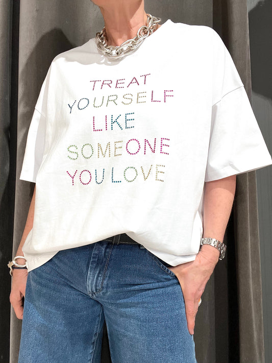 LIA maxi T-shirt à message strass