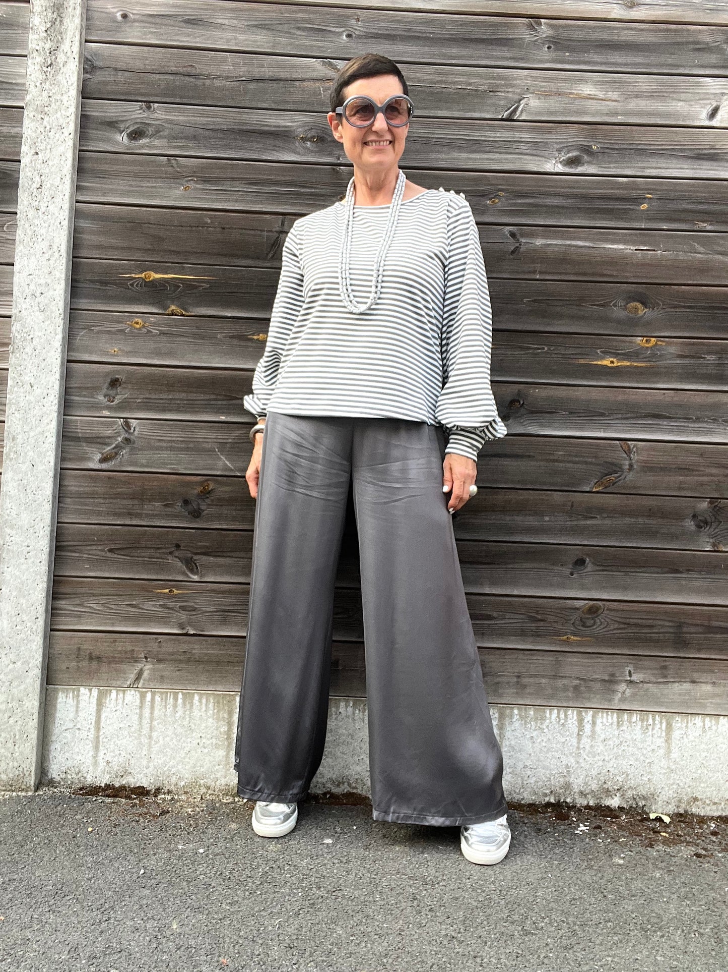 STELLA T-shirt épais à rayures bicolores grey