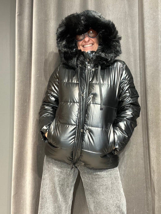 COURCHEVEL doudoune à capuche & fourrure black