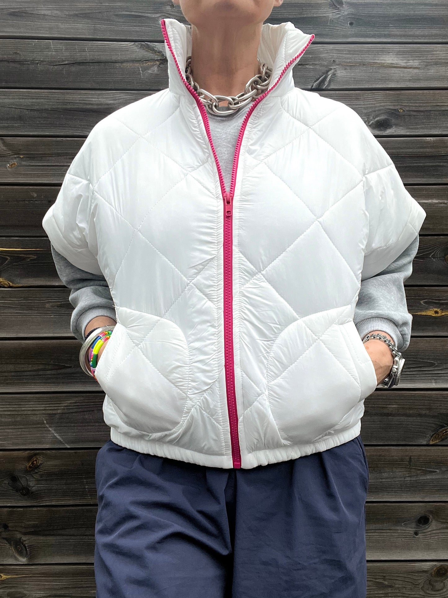 GETTY veste body warmer matelassée & zip contrasté