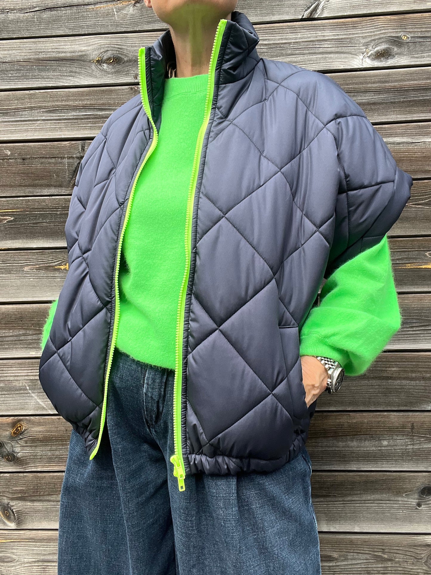 GETTY veste body warmer matelassée & zip contrasté navy