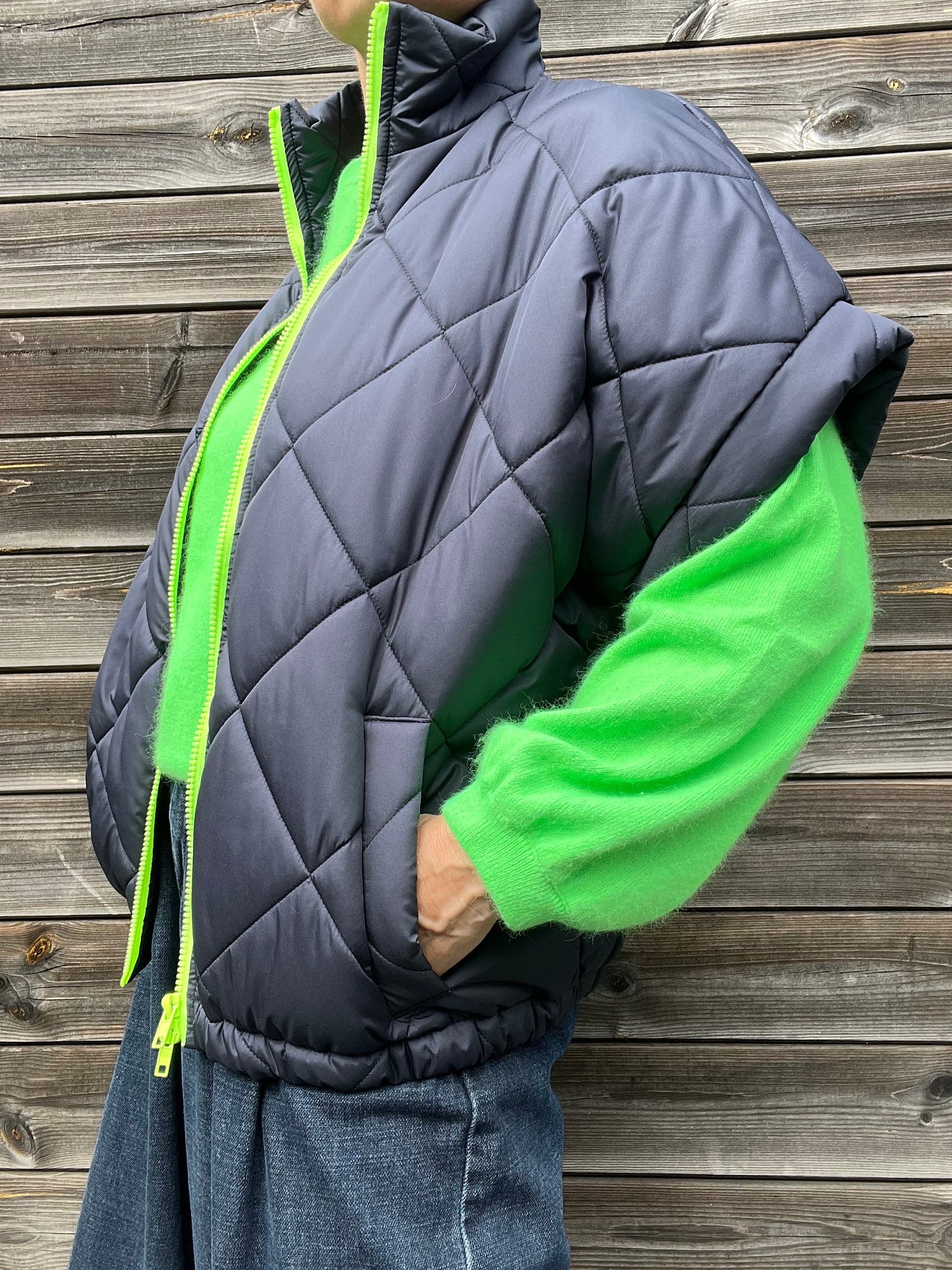GETTY veste body warmer matelassée & zip contrasté navy
