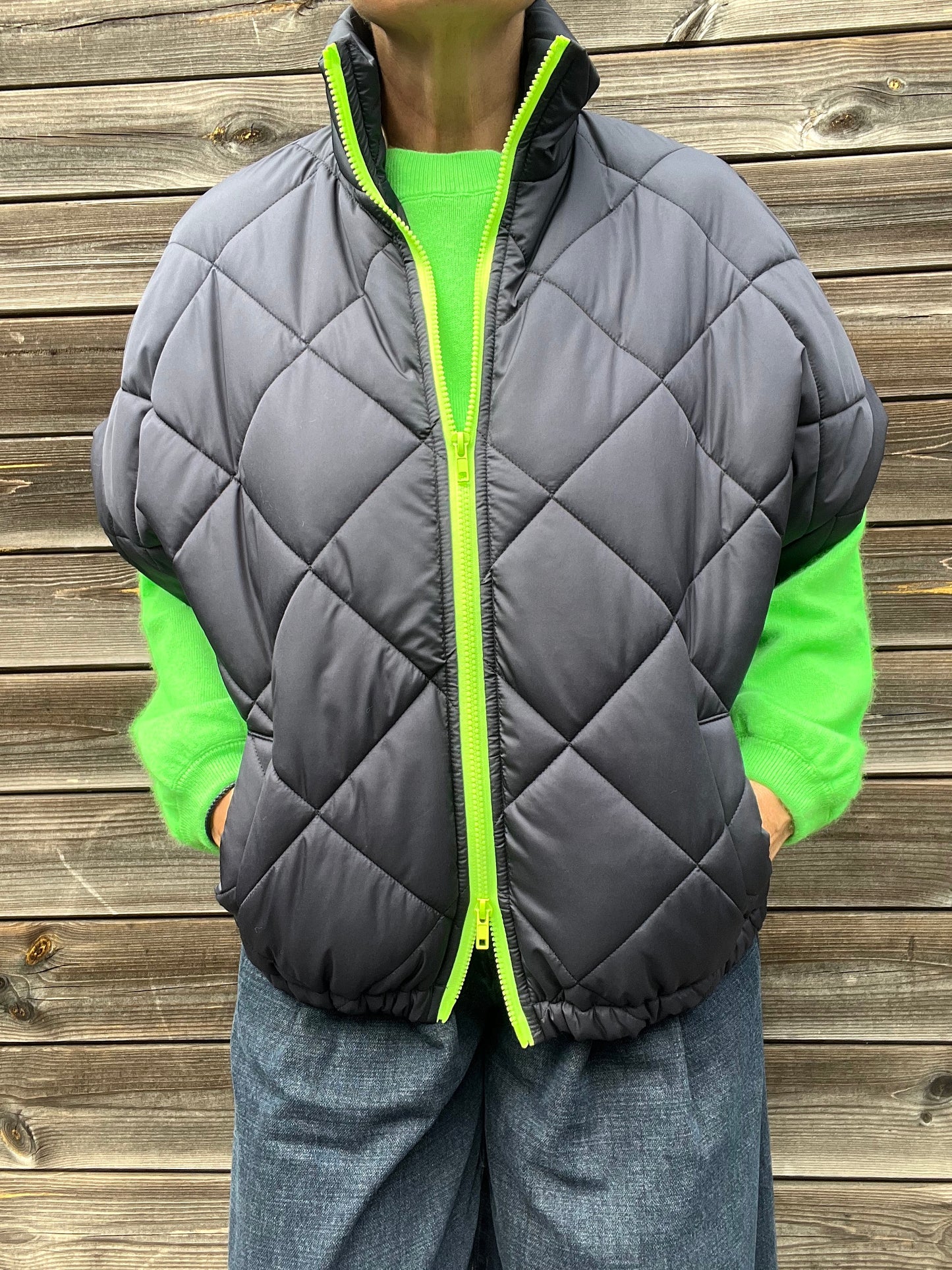 GETTY veste body warmer matelassée & zip contrasté navy