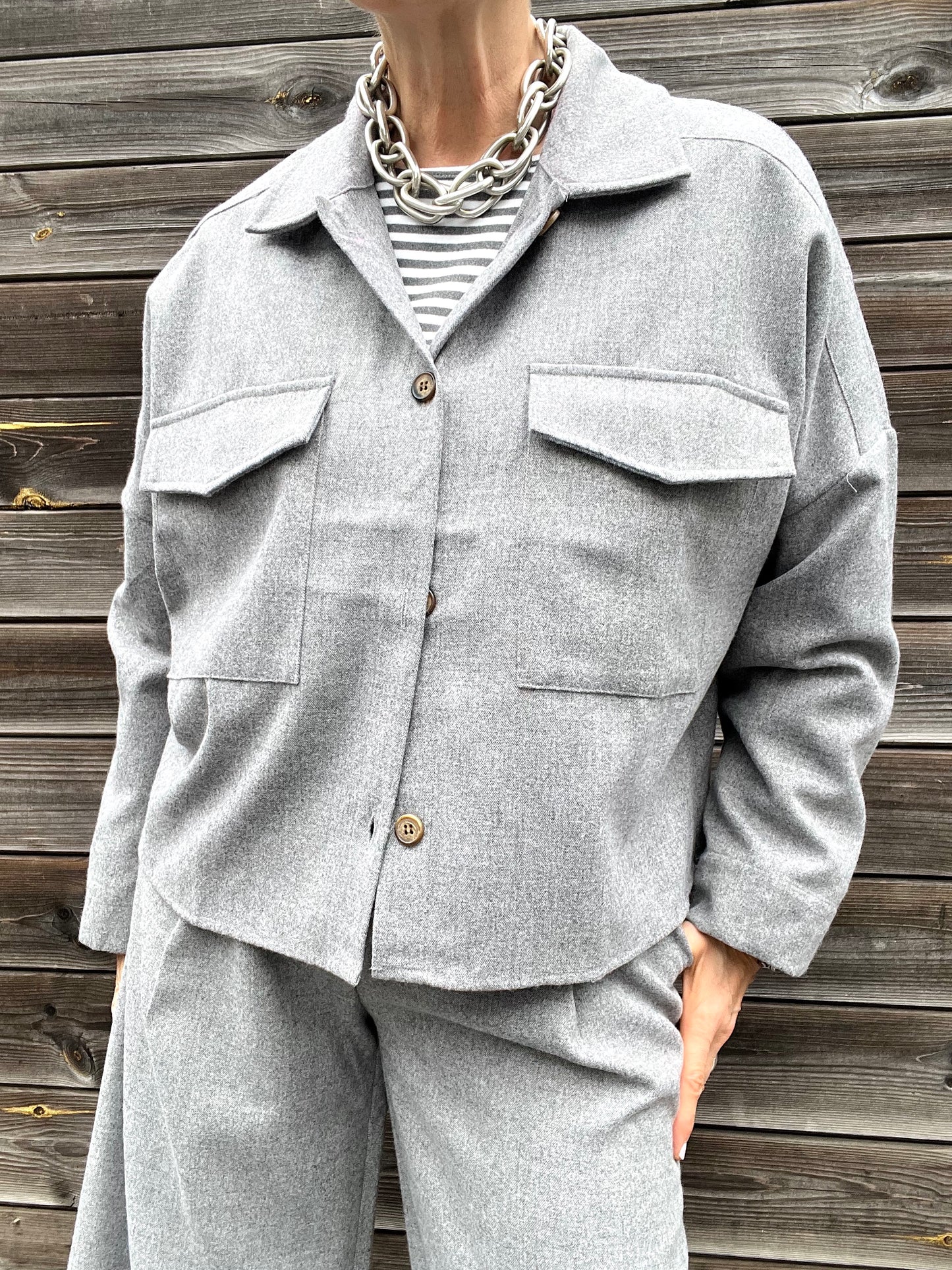 LYLOU veste flanelle grey