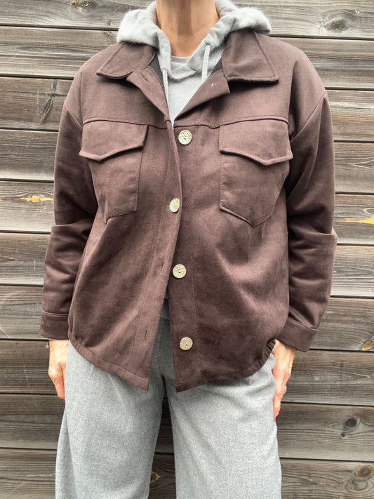 TUMULTE veste en suedine choco