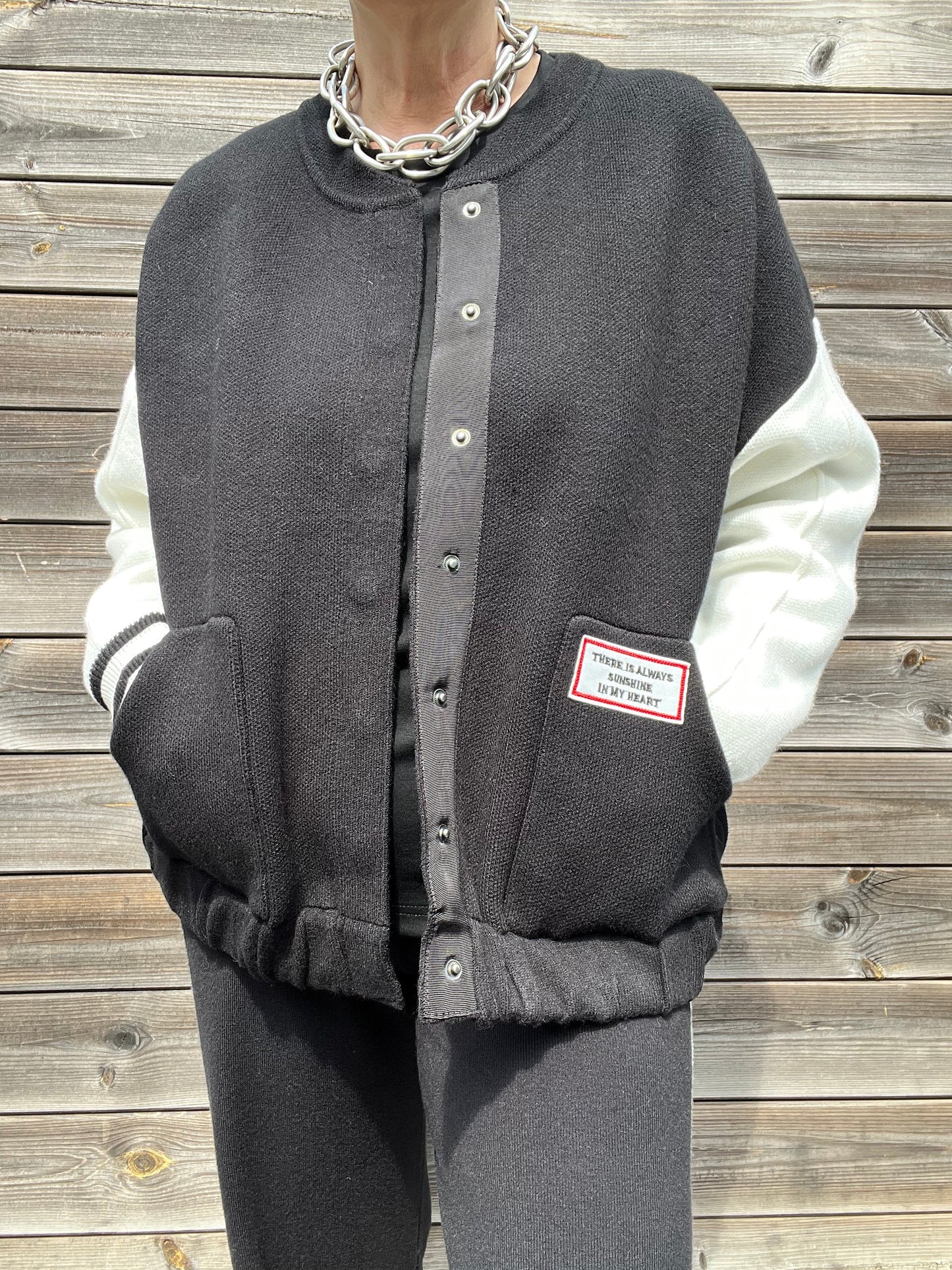 VARSITY bomber bicolore en maille compacte
