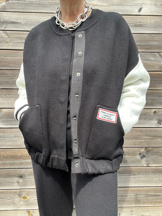 VARSITY bomber bicolore en maille compacte
