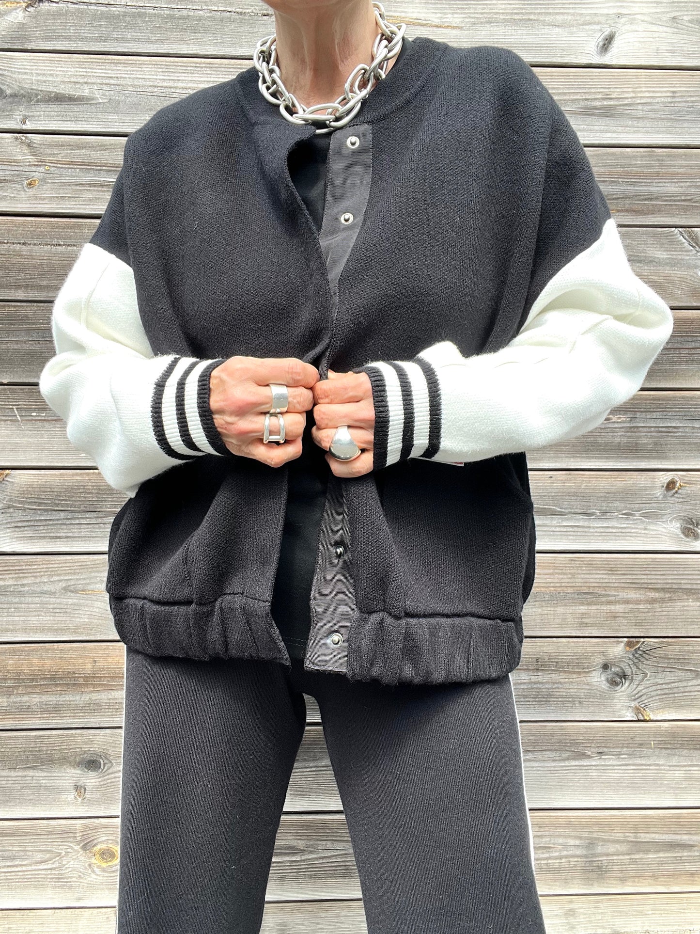 VARSITY bomber bicolore en maille compacte
