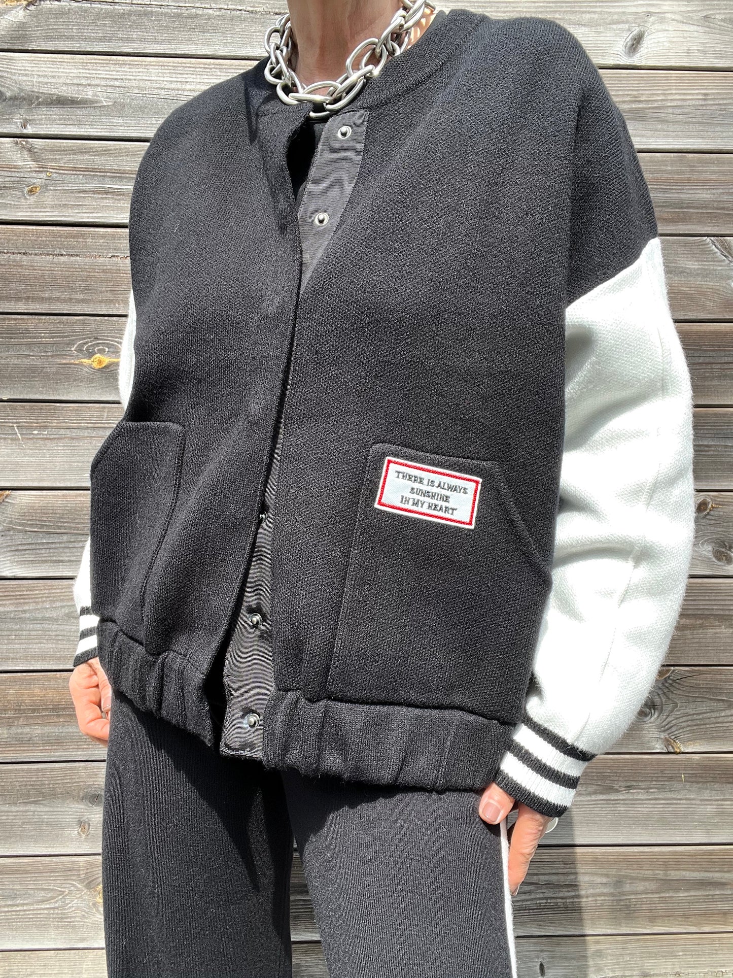 VARSITY bomber bicolore en maille compacte